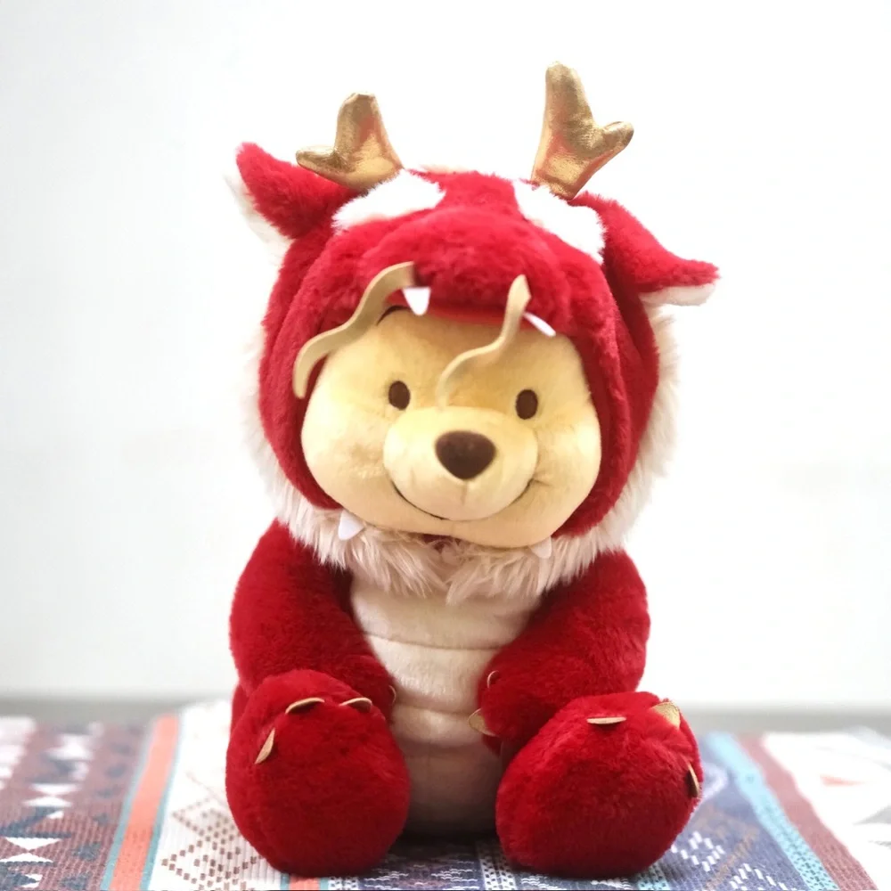 Disney Japan Authentic Pooh Plush Size M Red Year of the Dragon 2024 - NEW - Picture 3 of 8